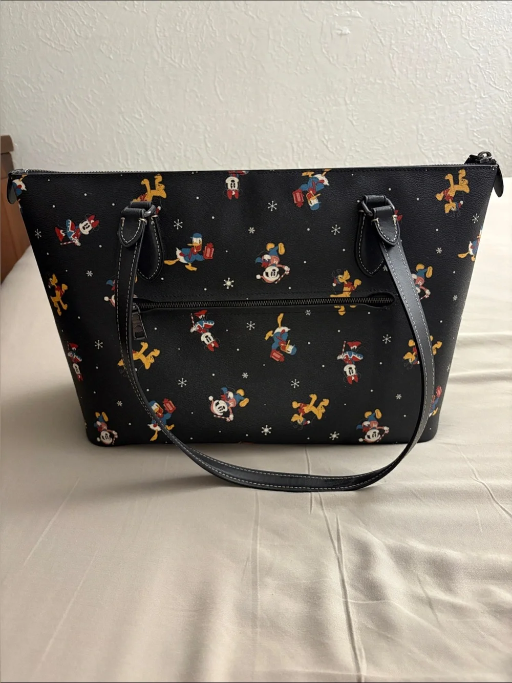 Coach Black Tote with Mickey & Friends Holiday Print - Picture 2 of 3